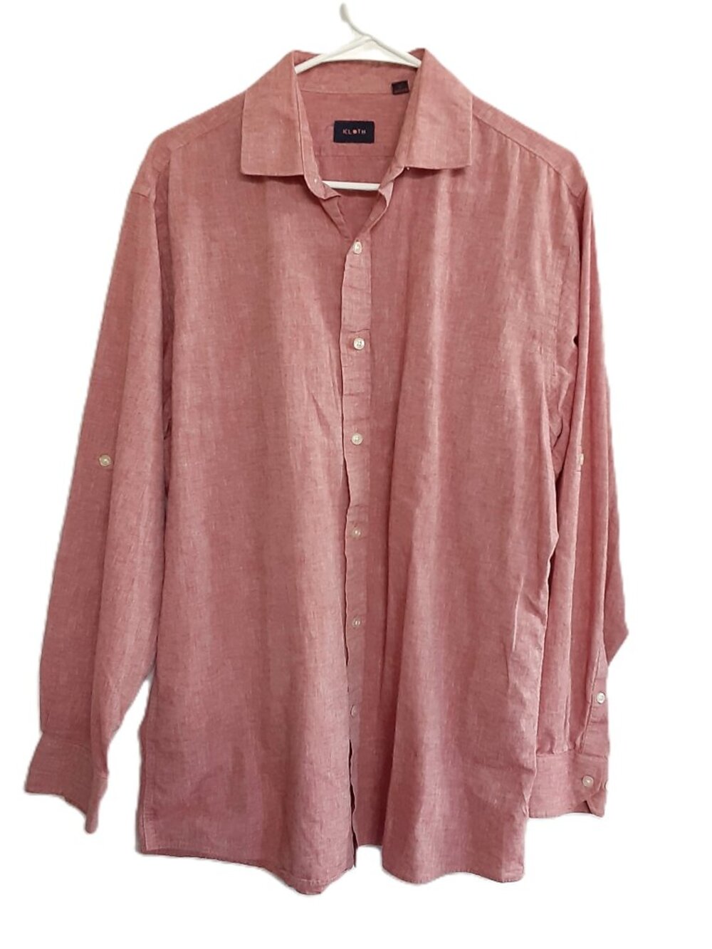 Kloth Men's Shirt LARGE Long Sleeve Button-up Collar Cotton Blend Easy Care